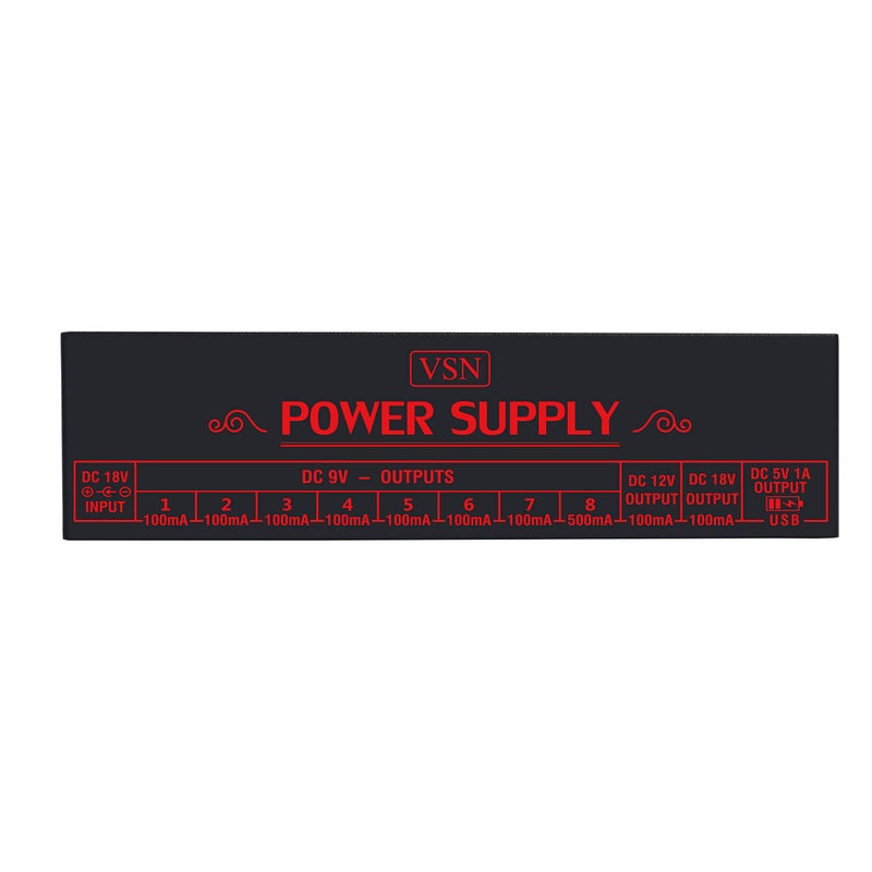 VSN Guitar Pedal Power Supply 10 Isolated DC Output for Power Supply 9V/12V/18V DC Outputs & USB Charging Port with Short Circuit/Overcurrent Protect - Image 5